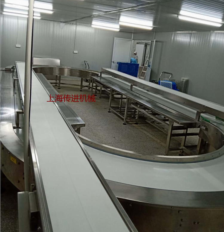 食品級(jí)皮帶輸送機(jī)，轉(zhuǎn)彎皮帶輸送機(jī)